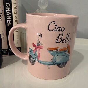 Fig & Fern Pink 'Ciao Bella' Mug with Scooter Design